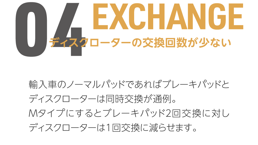 04 EXCHANGE ディスクローターの交換回数が少ない